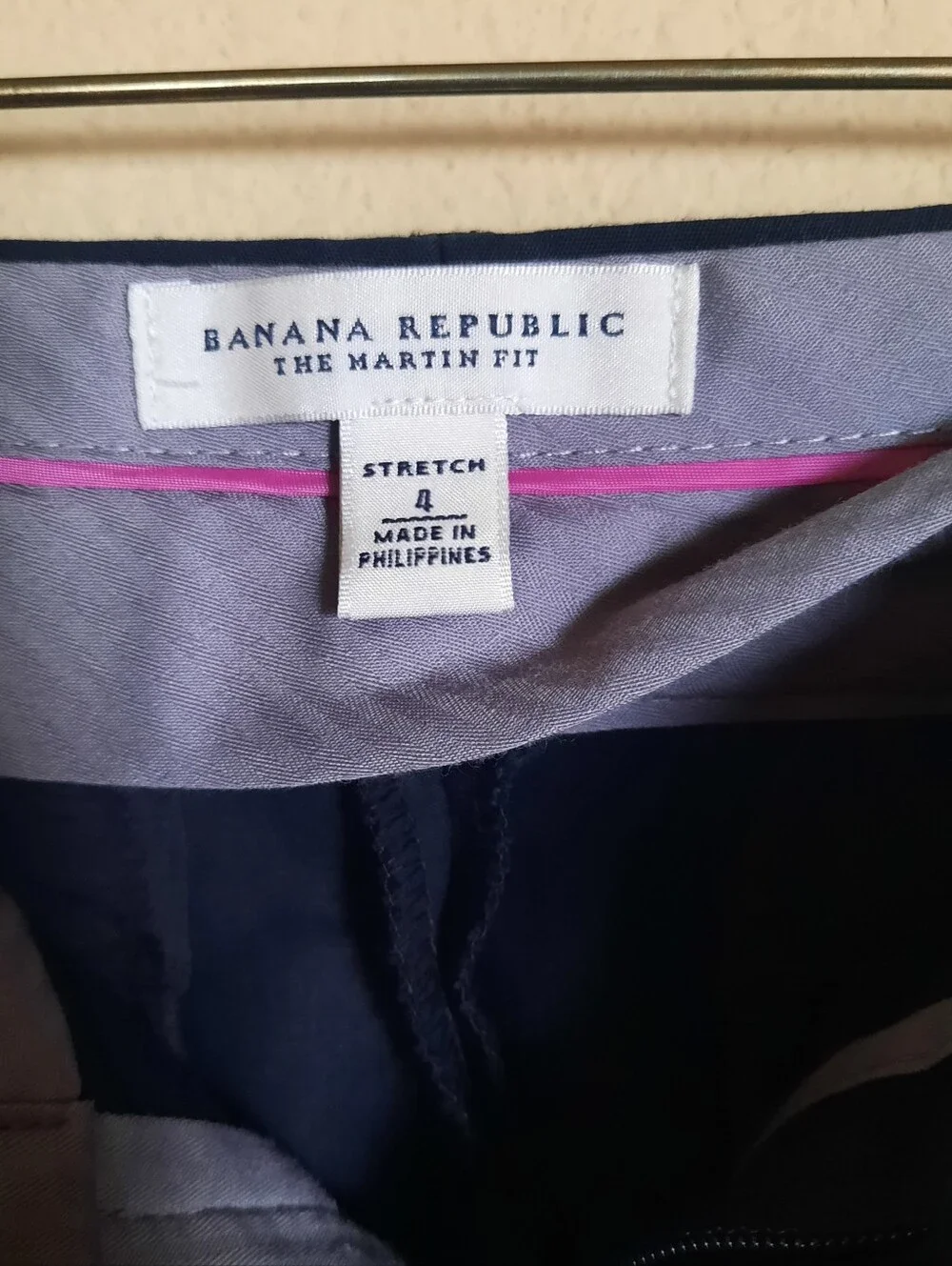 Banana Republic The Martin Fit Navy Straight-Leg Black Trousers